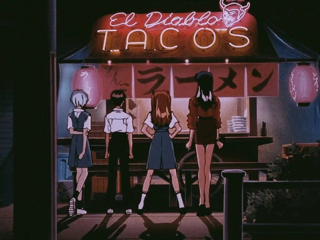 Evangelion Estetică Retro Anime Drăguță Fundal