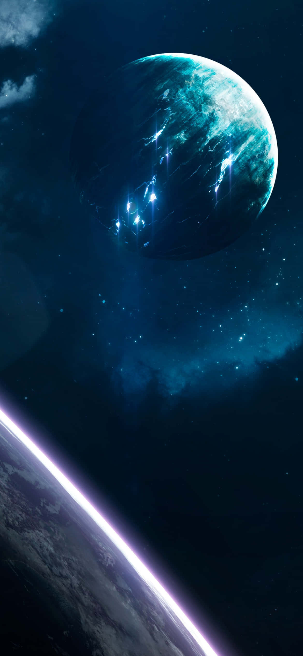 Experimentați galaxia cu Blue Galaxy iPhone Fundal