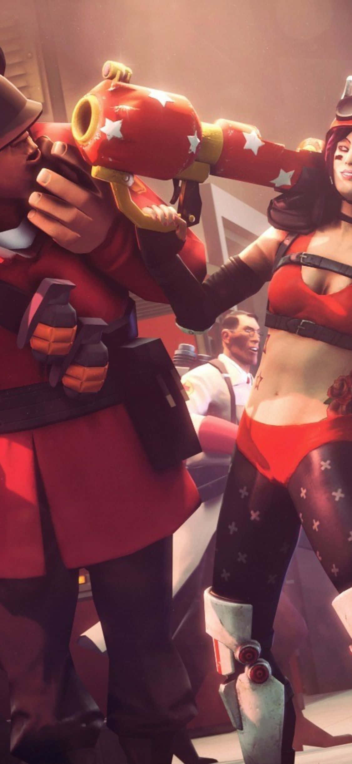 Explodează în Distrație cu iPhone Xs și Team Fortress 2 Fundal
