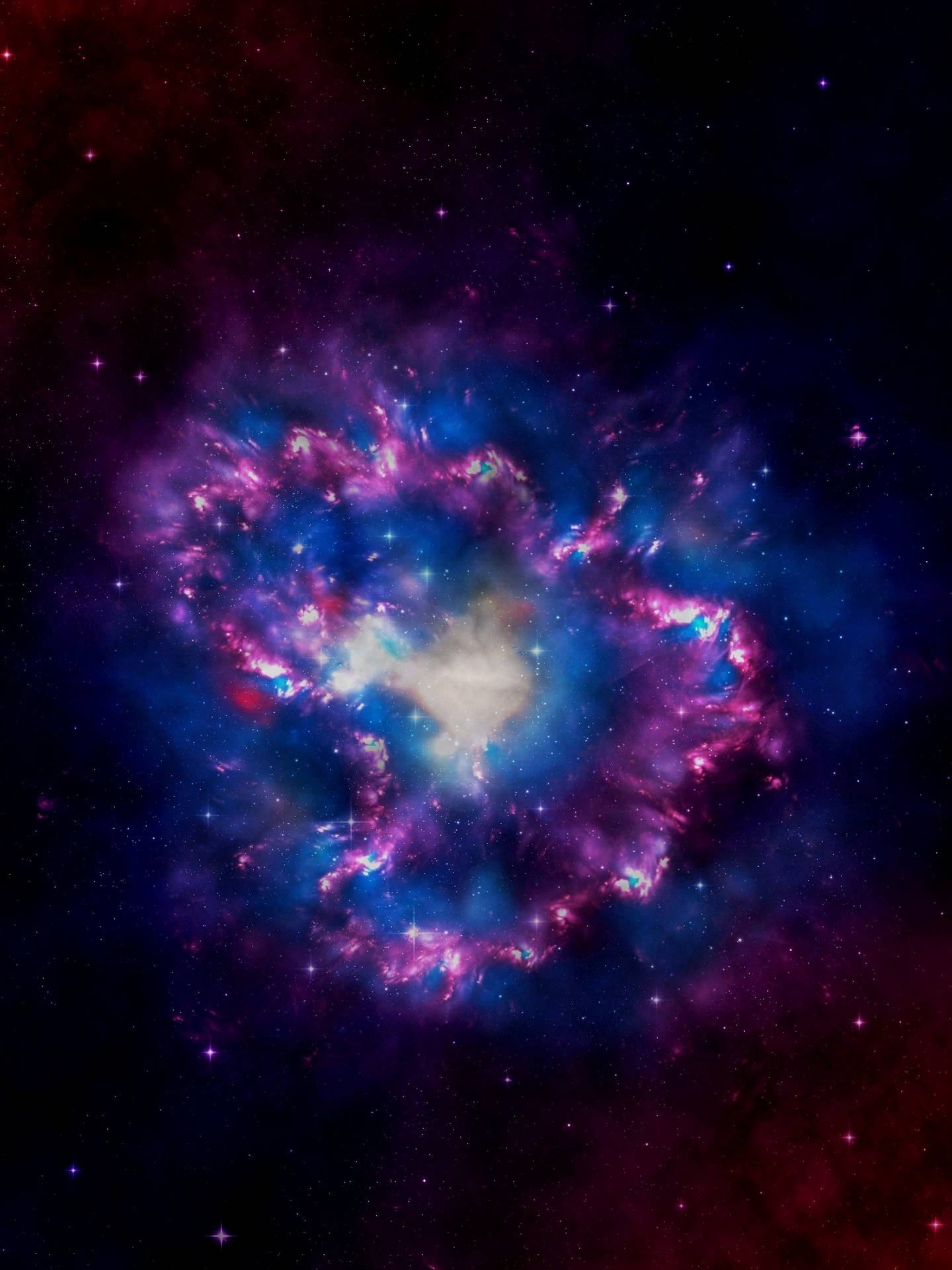Fond de ecran cu spațiu cosmic, galaxie neregulată violet și albastru, stele și praf cosmic — Galaxie Fundal