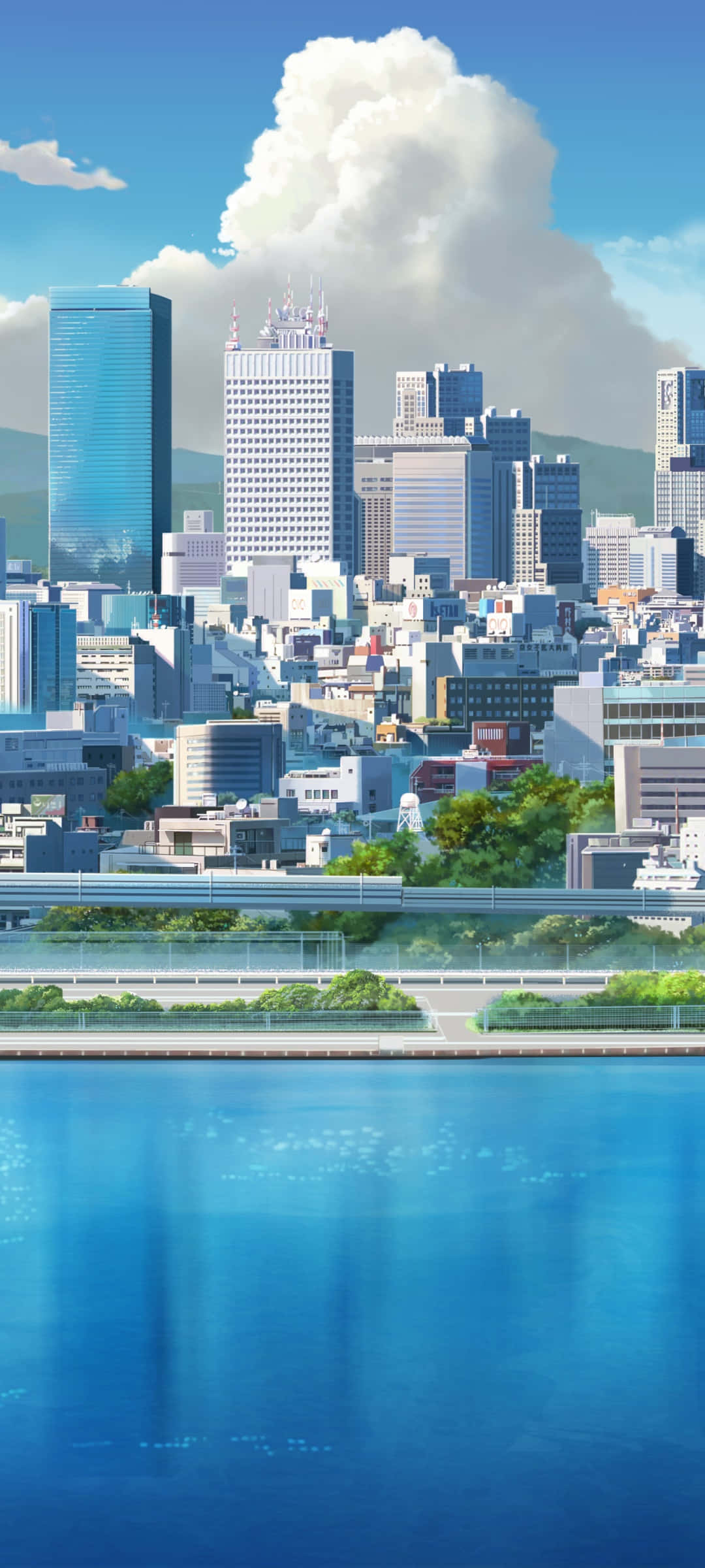 Explorând luminile vibrante ale Anime City Fundal