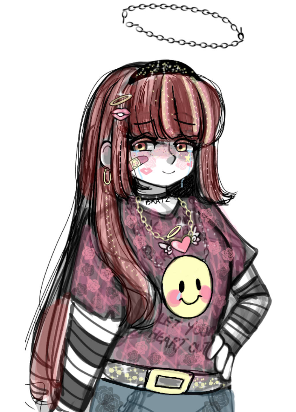 Explorare Emotivă Prin Artă: Desen Fată Emo Estetică Gothic Fundal