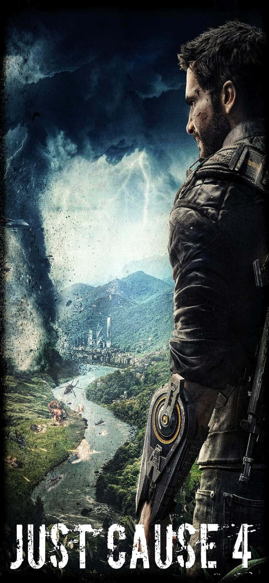 Explorați un paradis în lume deschisă cu Just Cause 4 pe iPhone X Fundal