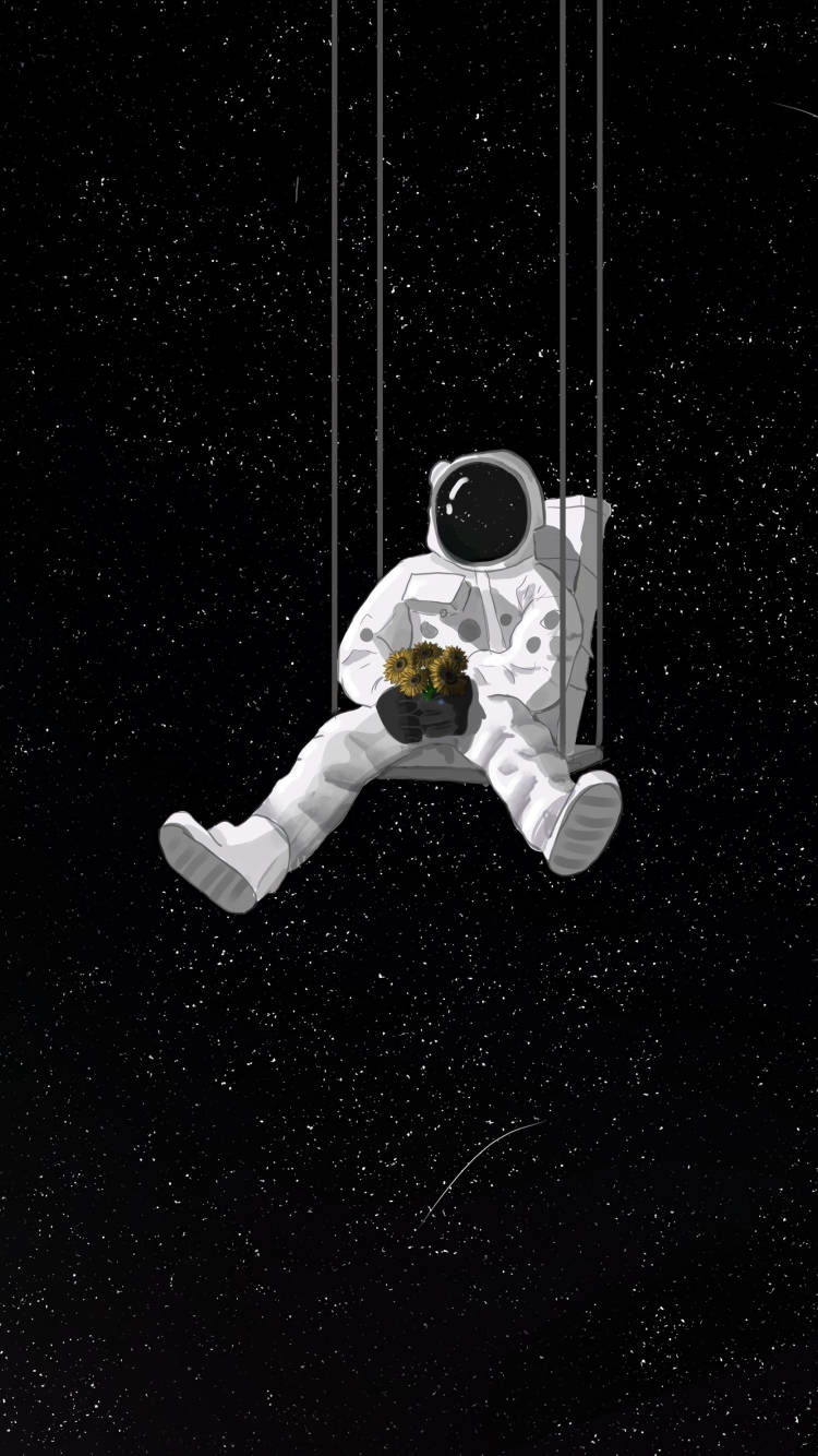 Explorator Spațial - Astronaut pe Fundal Întunecat pentru iPhone Fundal