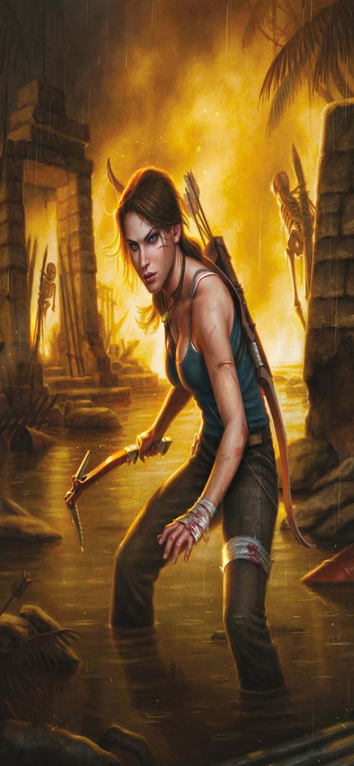 Explorează lumea captivantă a Rise of the Tomb Raider pe iPhone X Fundal