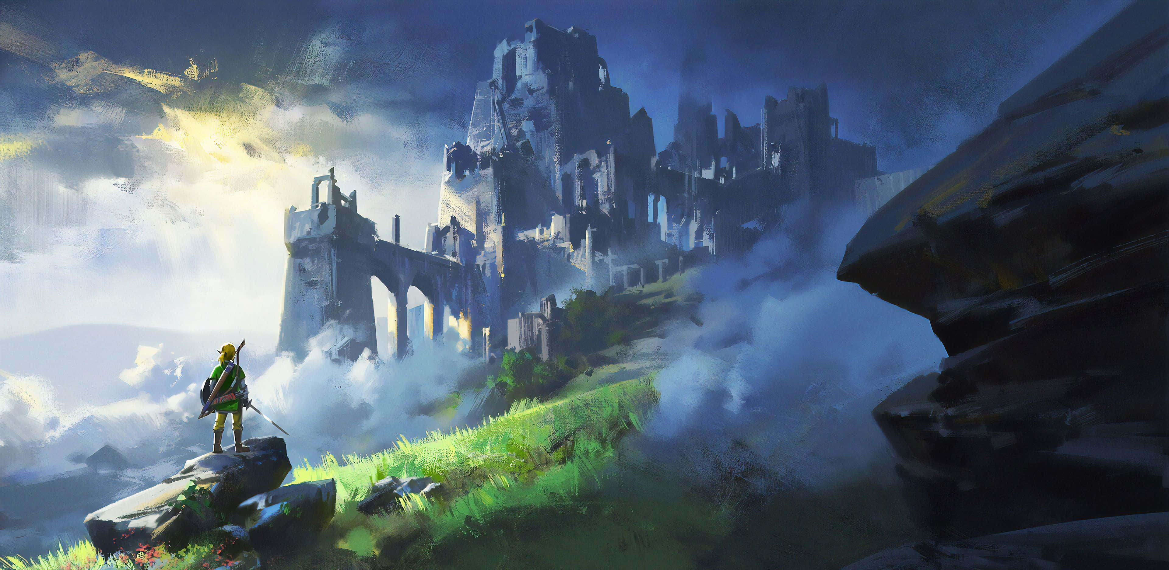"Explorează lumea magică a The Legend of Zelda!" Fundal