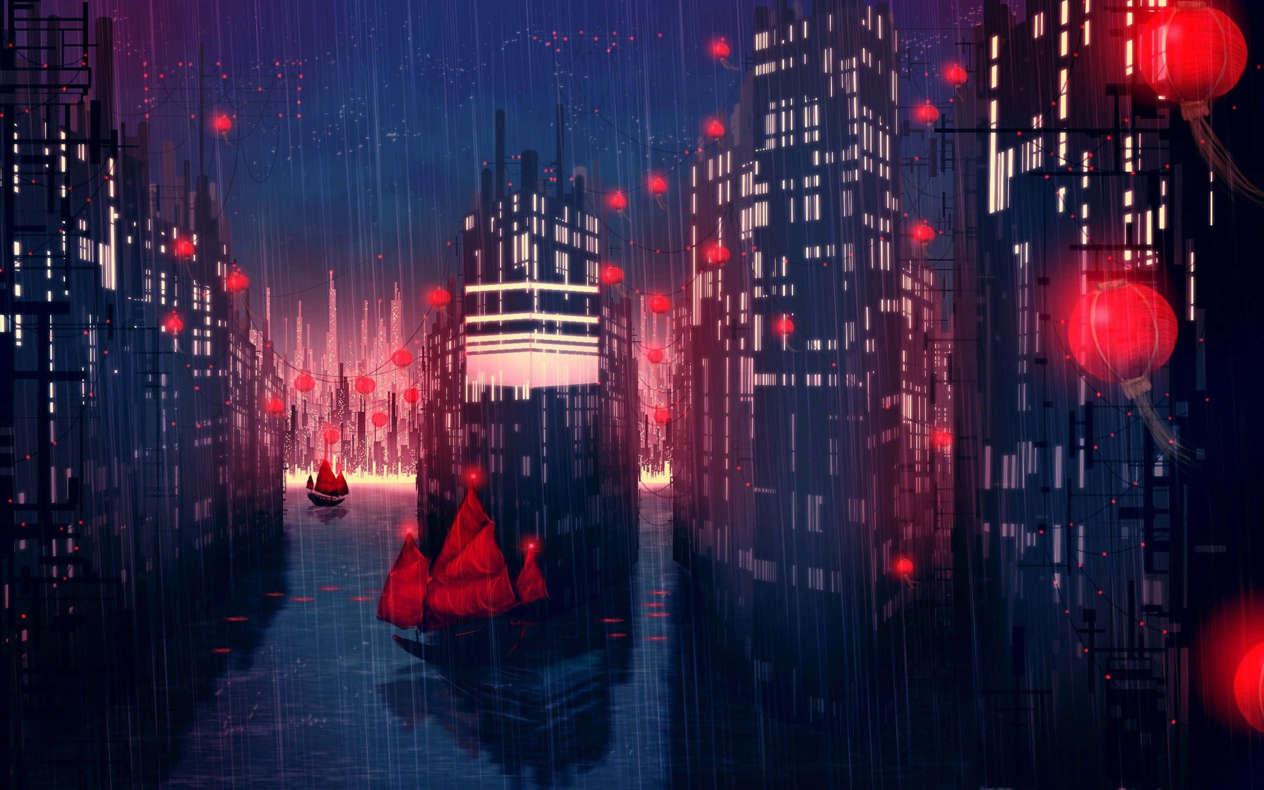 Explorează lumea vibrantă a Anime City! Fundal