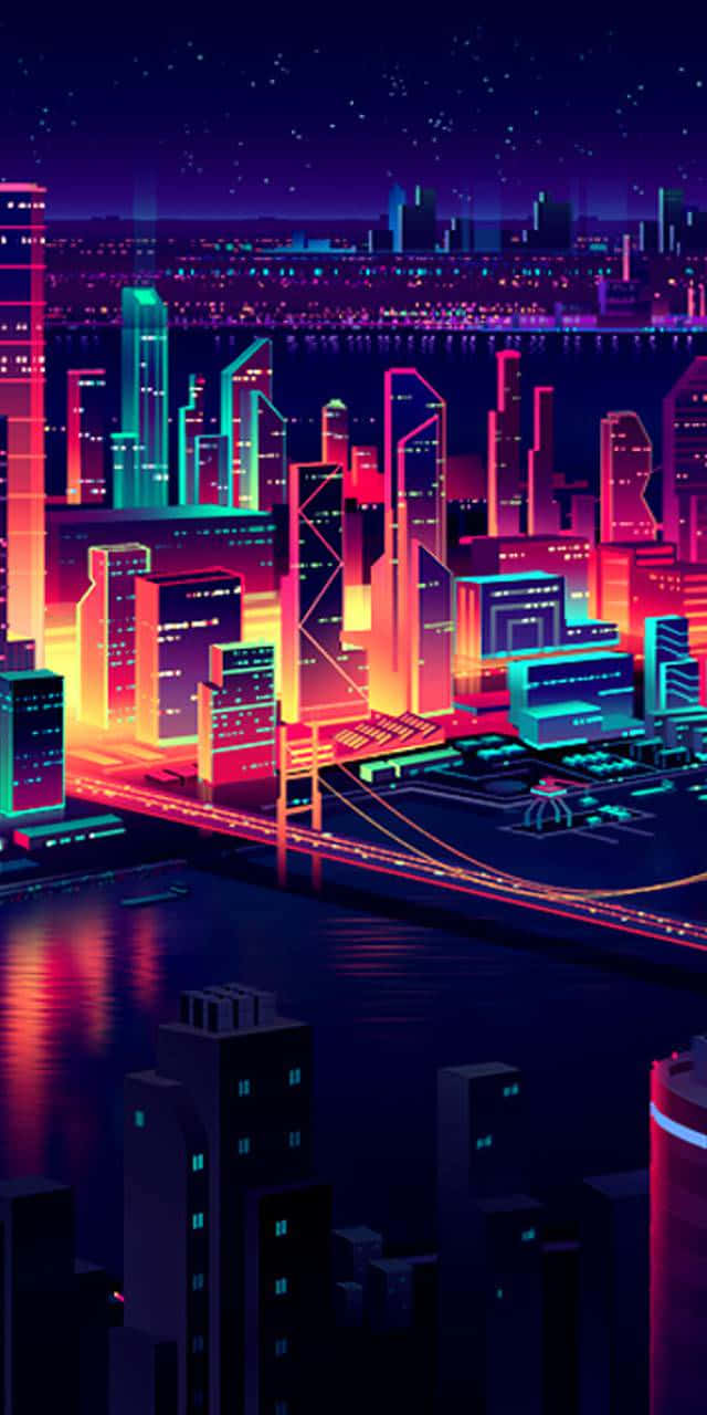 Explorează lumina orbitoare a Neon City Fundal