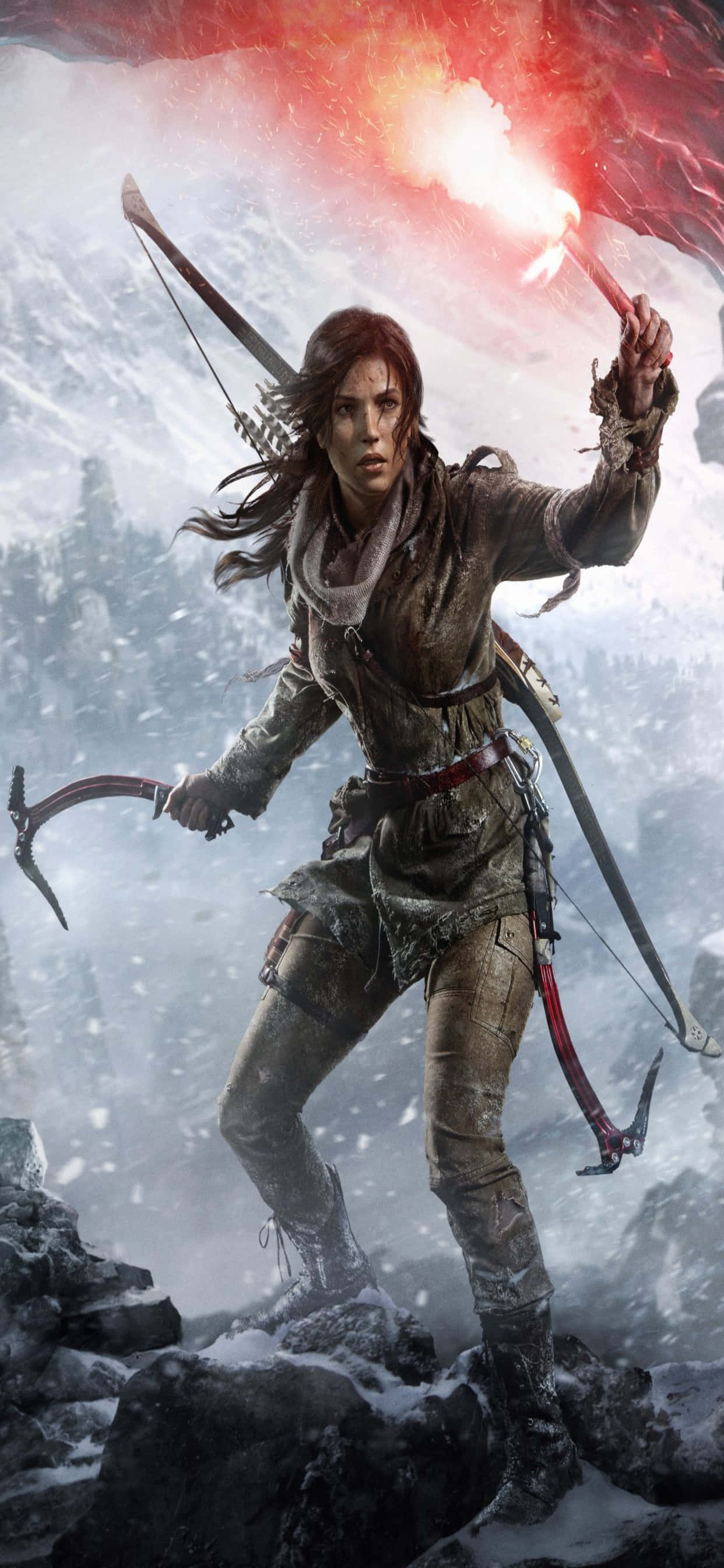 Explorează minunile lumii Lara Croft pe iPhone Xs Max Fundal