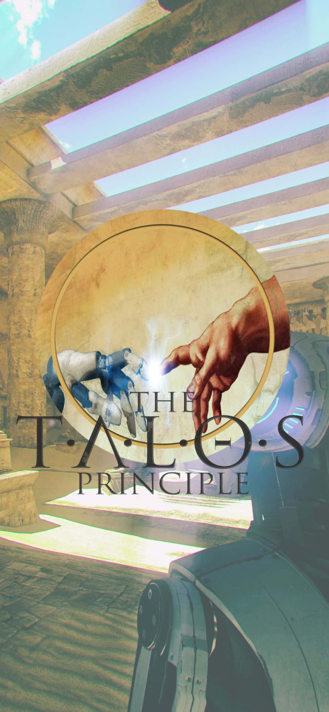 Explorează misterele The Talos Principle pe iPhone Xs Fundal