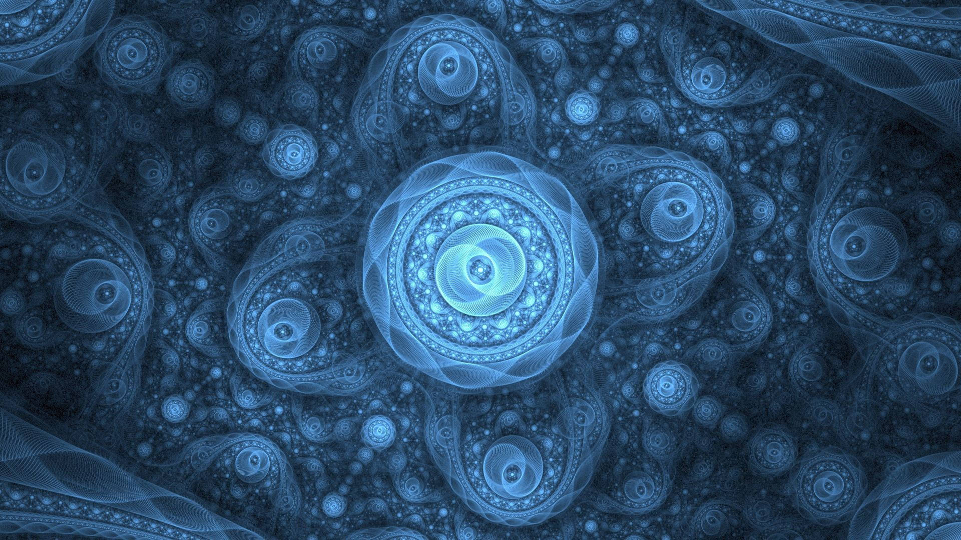 Explorează o lume necunoscută cu flori abstracte fantastice albastre Fundal