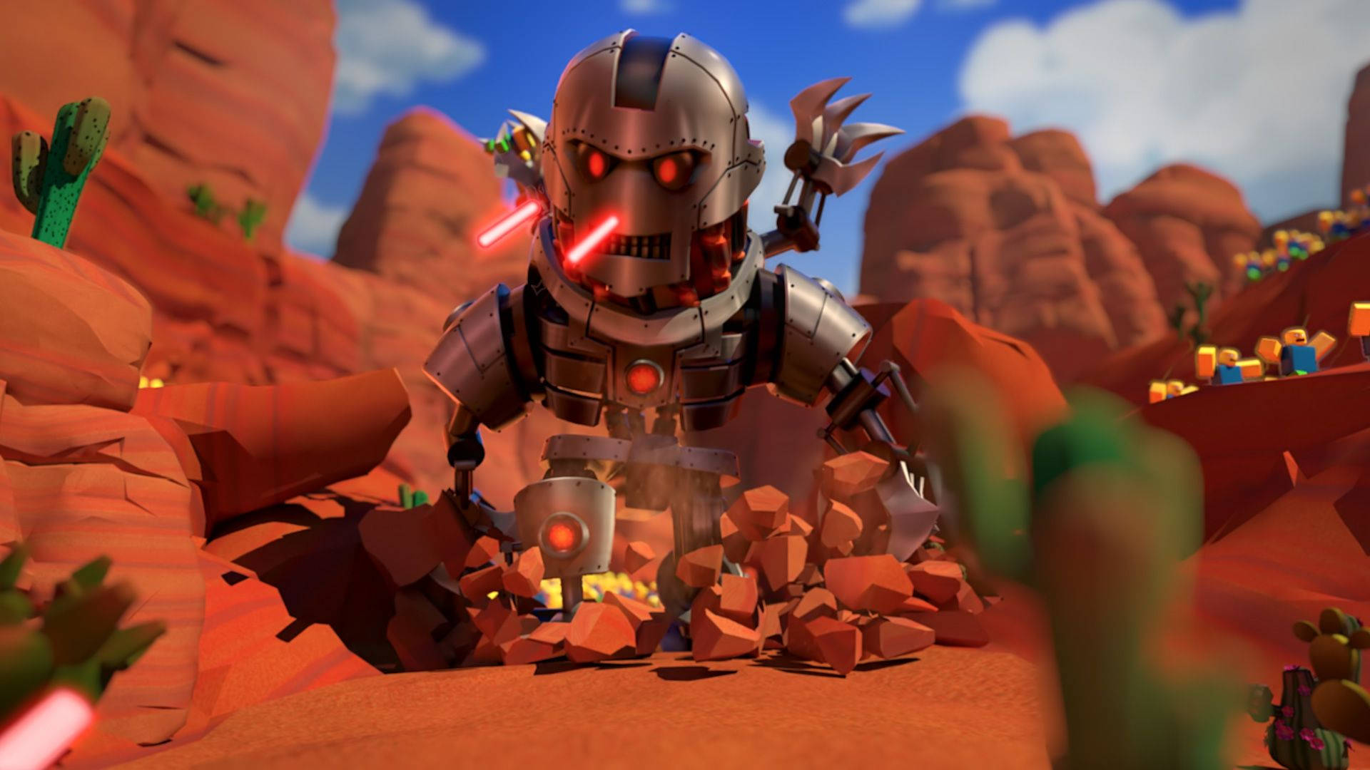 Explorează și joacă-te în Roblox cu un avatar robot Fundal
