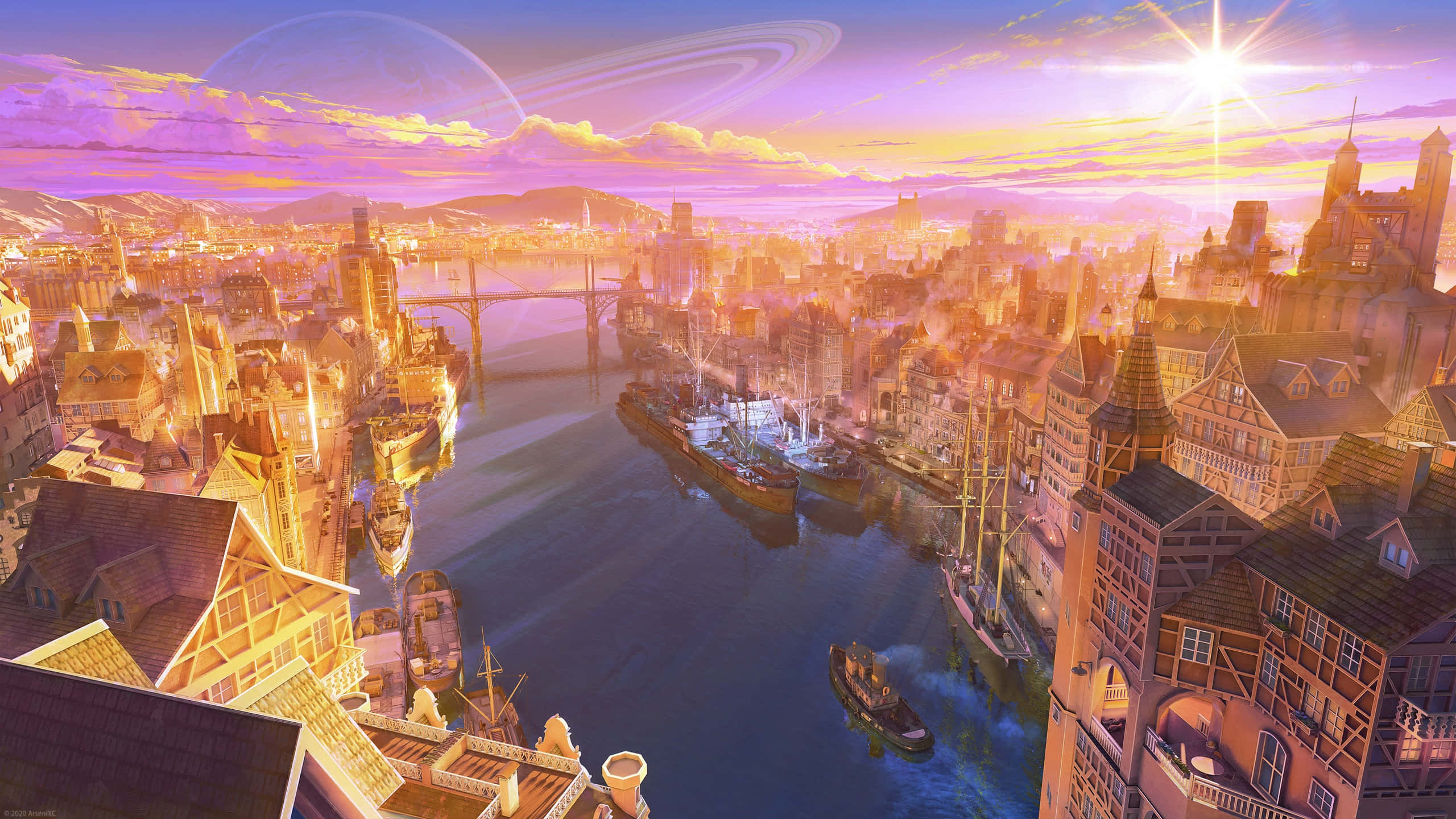 Explorează străzile pline de viață ale Anime City Fundal