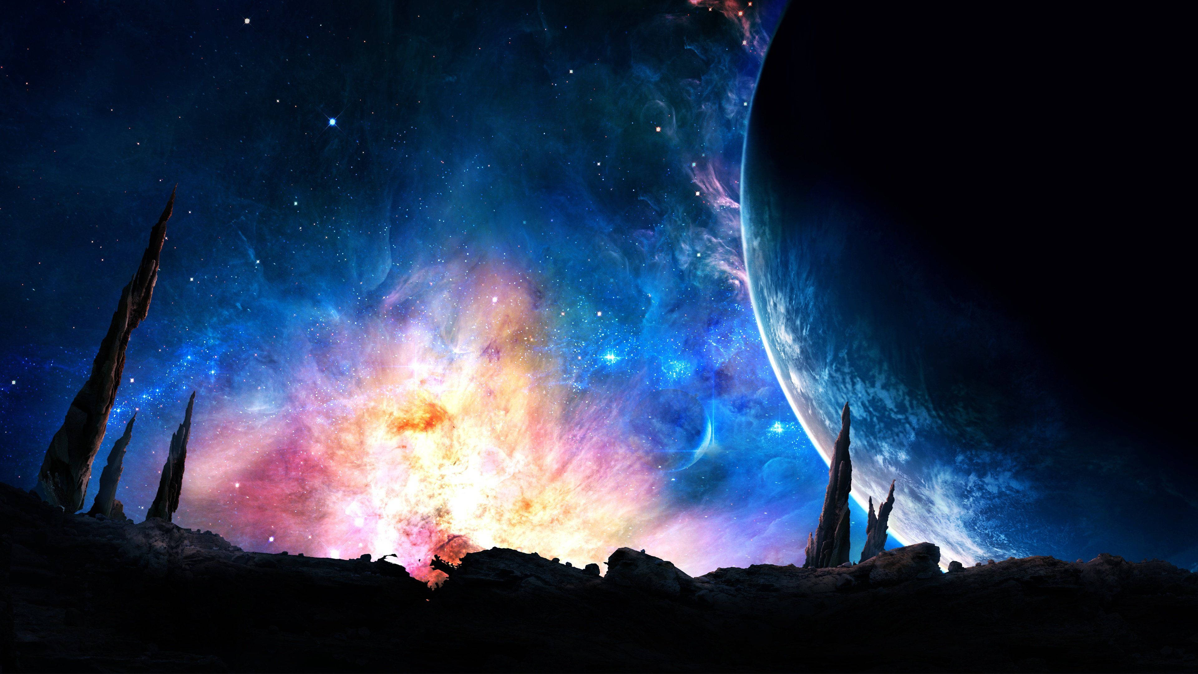 Explozie Colorată în Galaxie Live Fundal