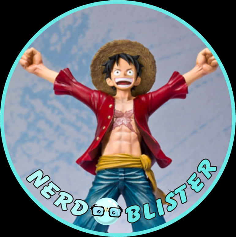 Expoziție figurina Luffy entuziasmat Fundal