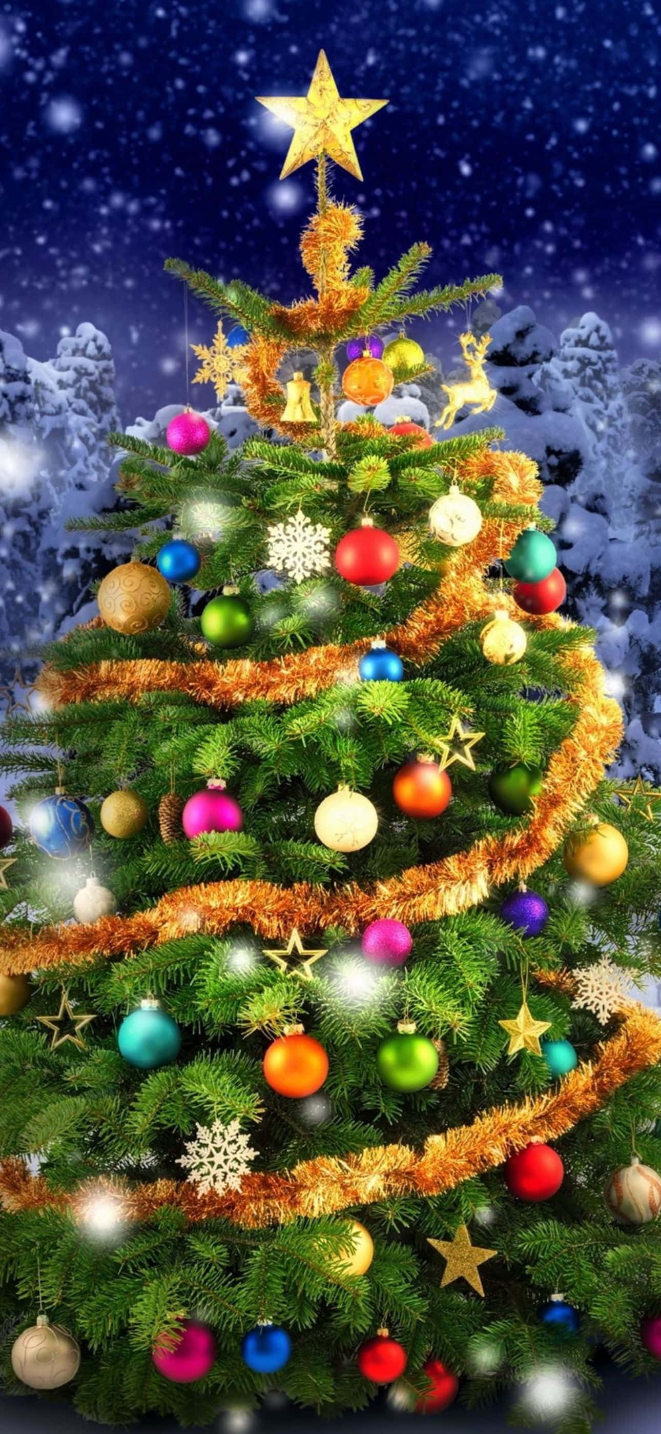 Exprimă bucuria sezonului festiv cu acest frumos fundal de Crăciun pentru iPhone Fundal