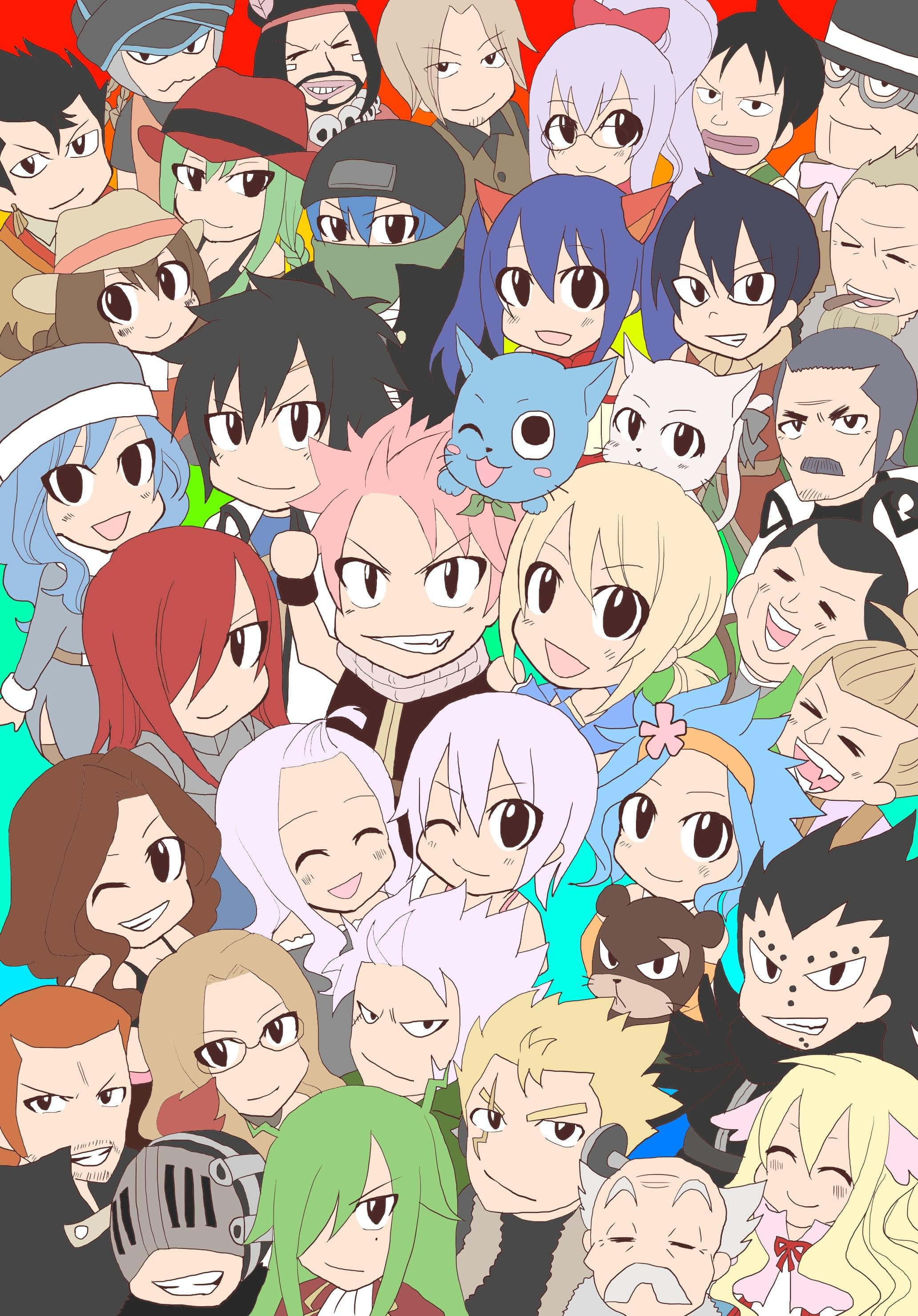 Fairy Tail Estetică Chibi Vector Fundal