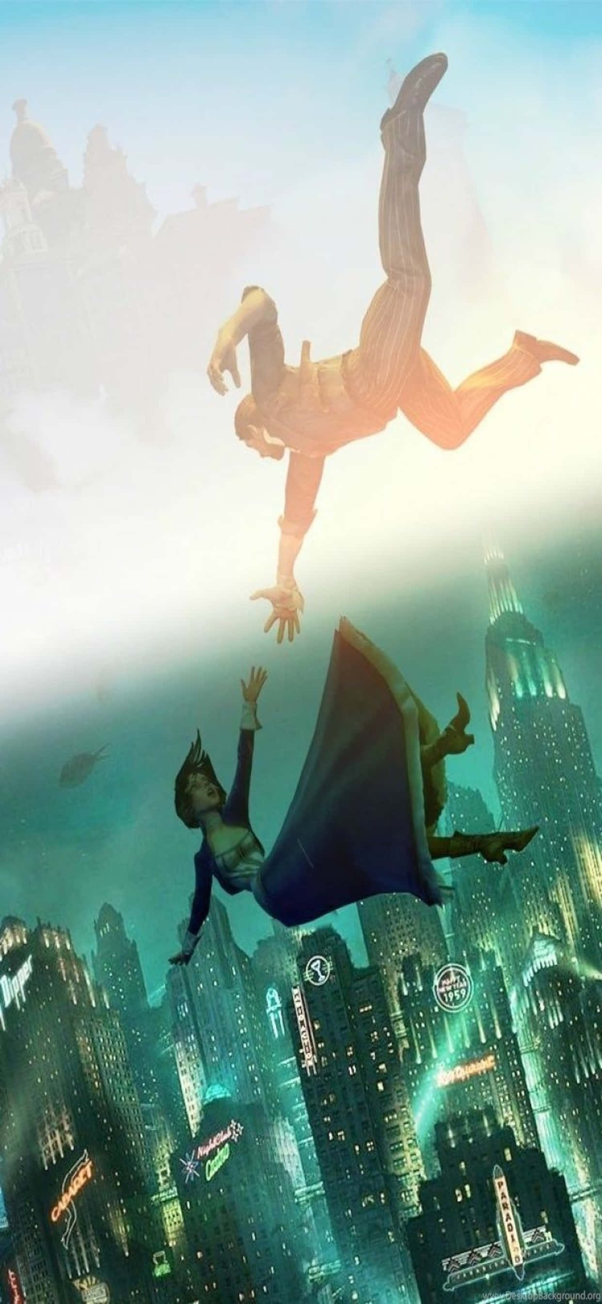 Cădere – fond de ecran Bioshock Infinite pentru iPhone XS Max Fundal