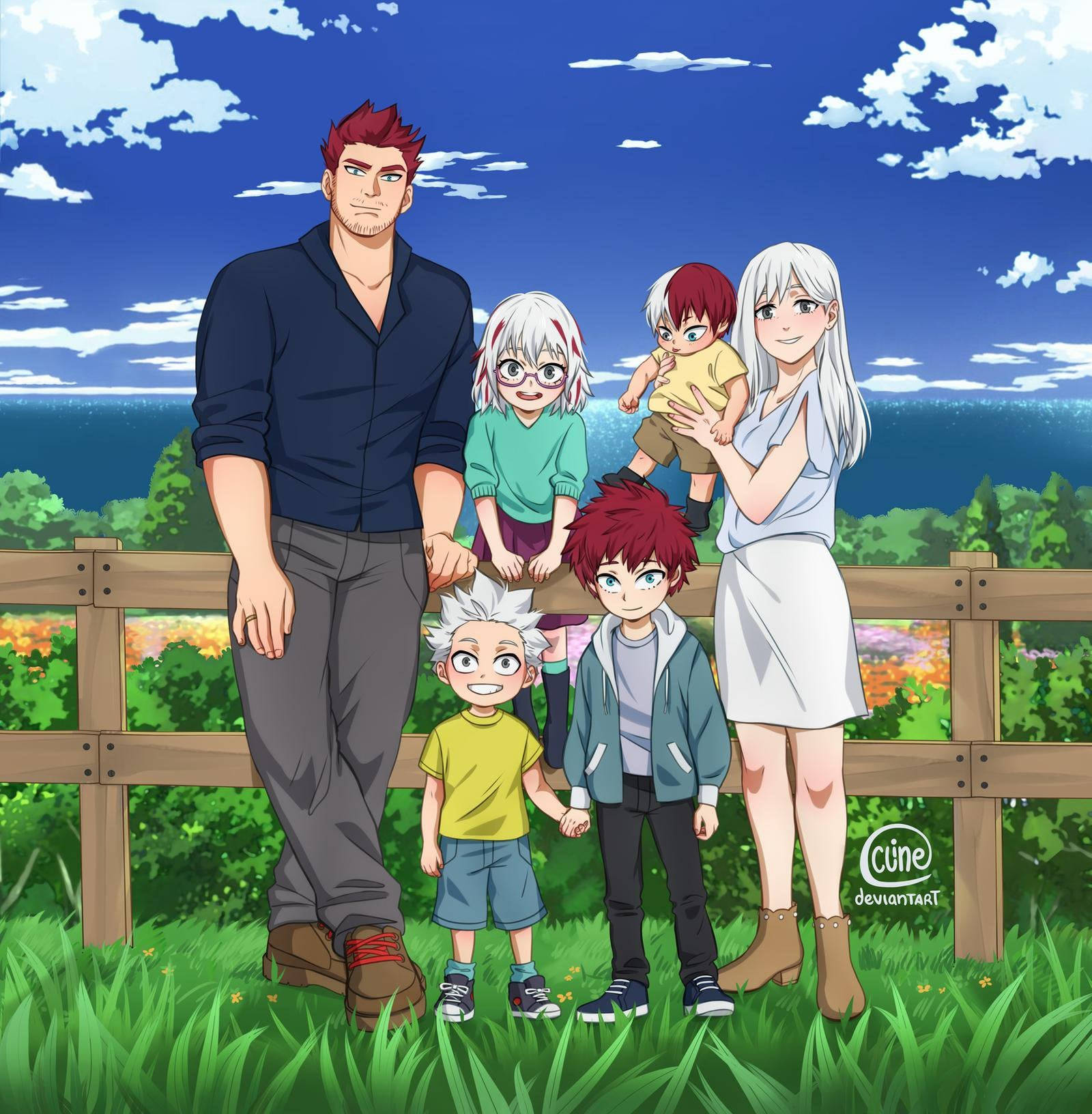 Familia Todoroki în Fundal Natural Fundal