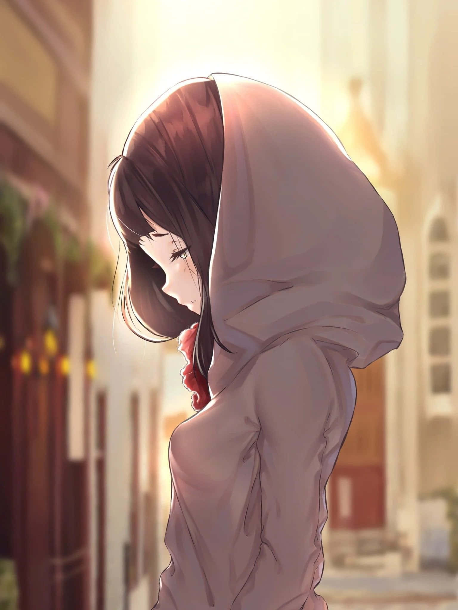 Fan anime într-o hoodie stilată Fundal