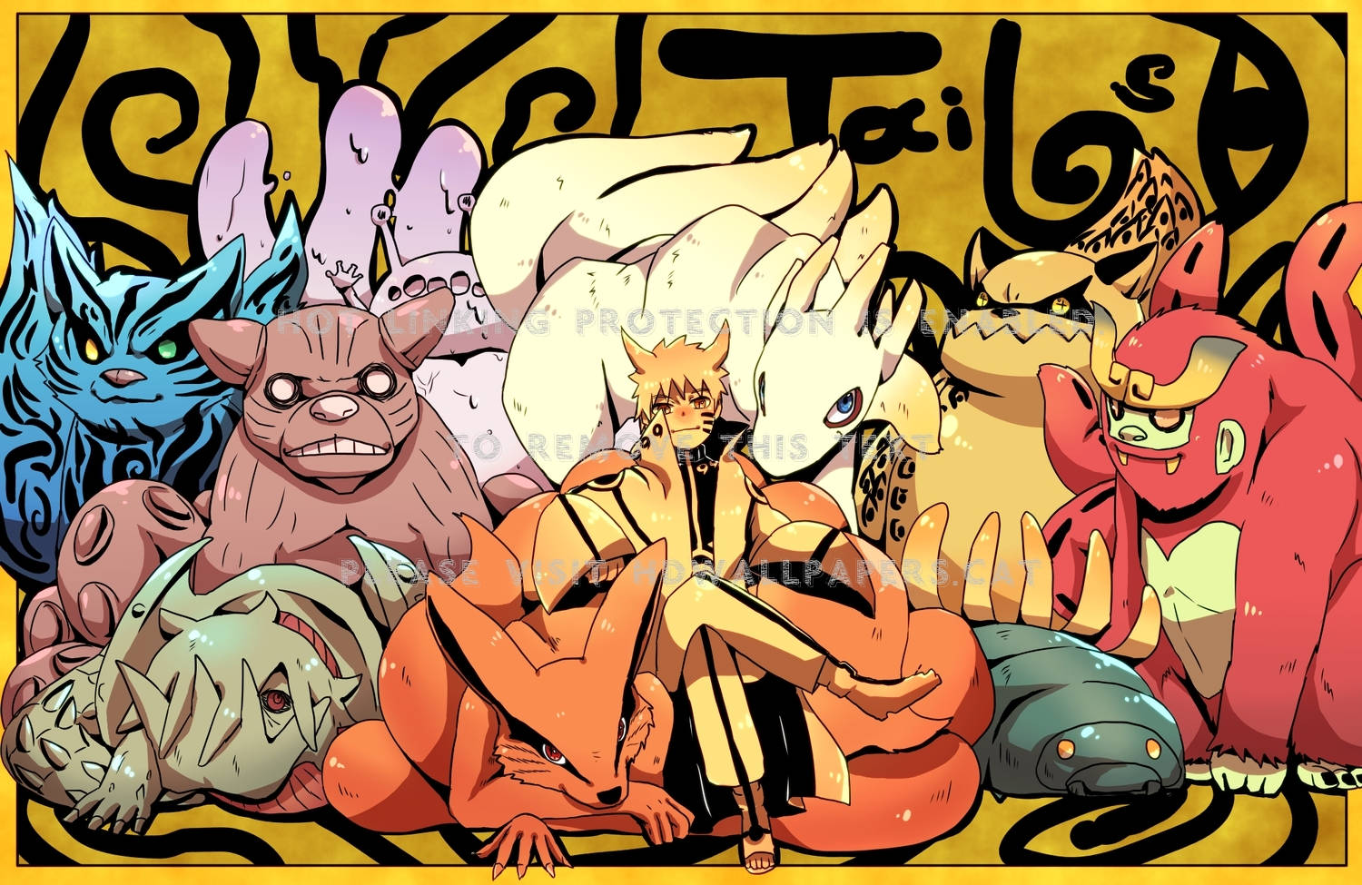 Fanart cu Personajele Bijuu Naruto Fundal