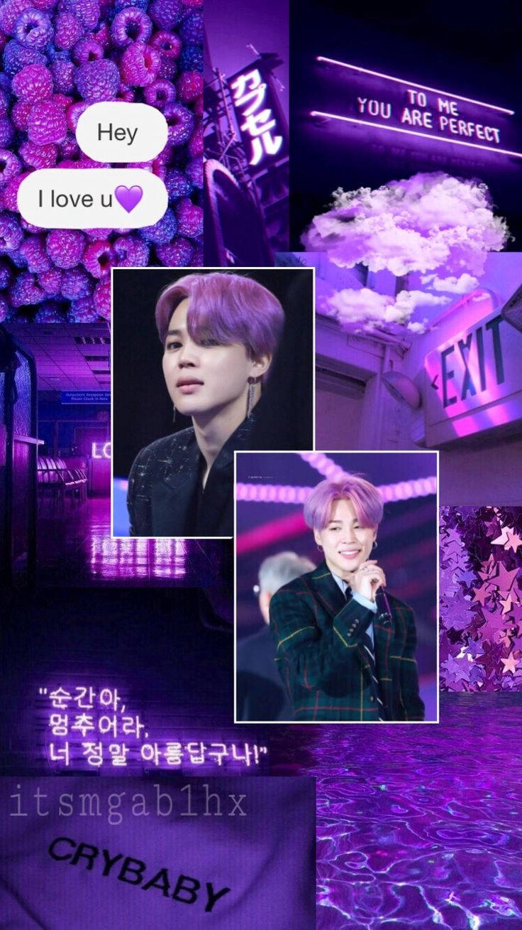 Fanart estetică BTS Jimin Violet Fundal