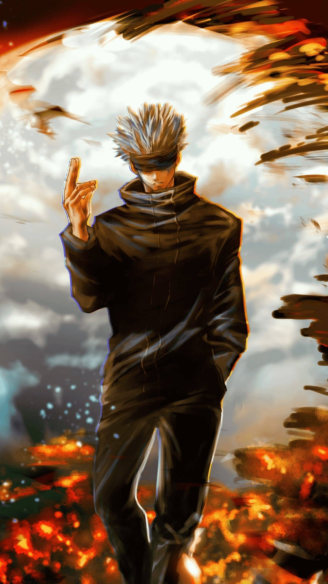 Fanart misterios Satoru Gojo Jujutsu Kaisen telefon Fundal