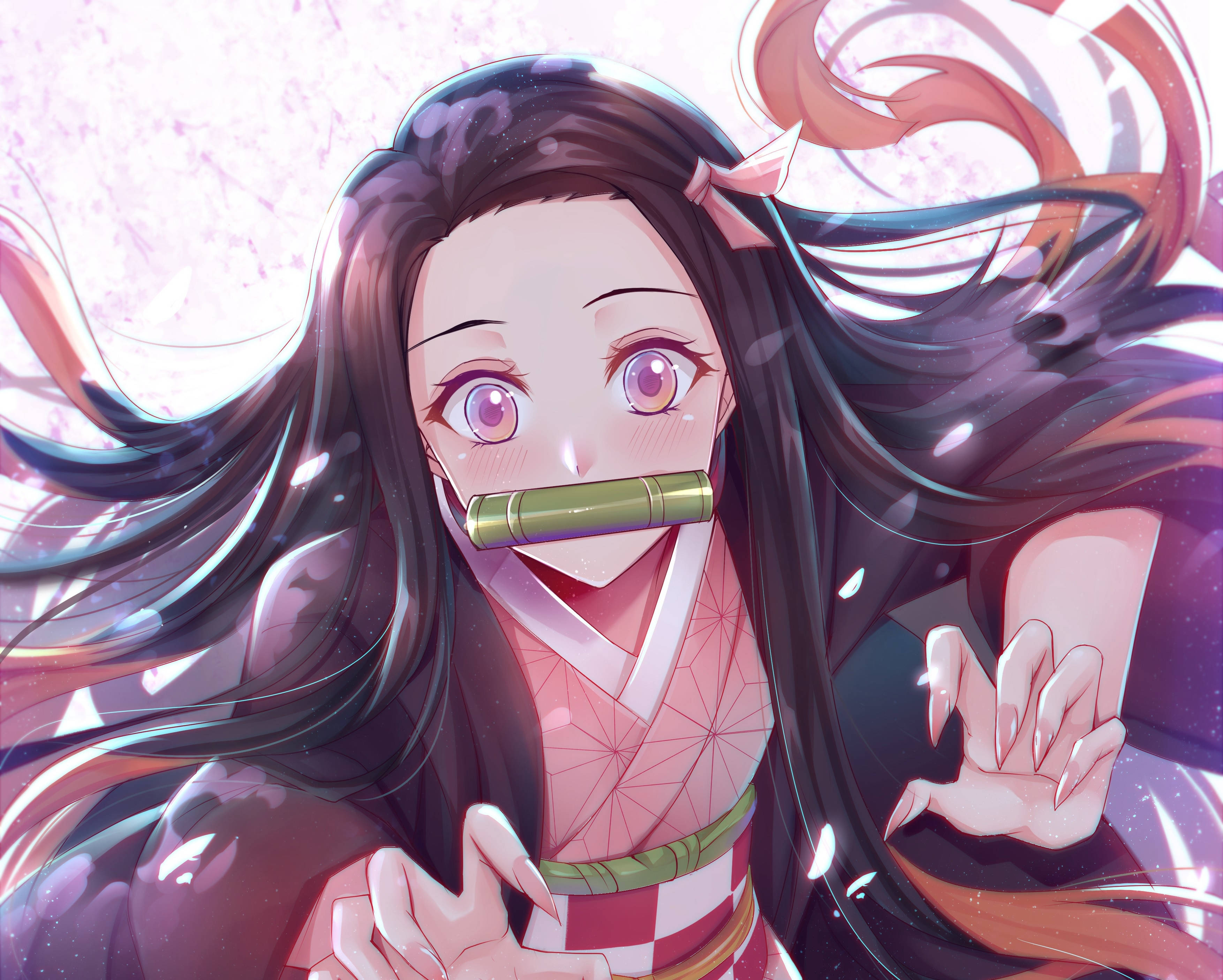 Fanart Nezuko 4K Demon Slayer Fundal