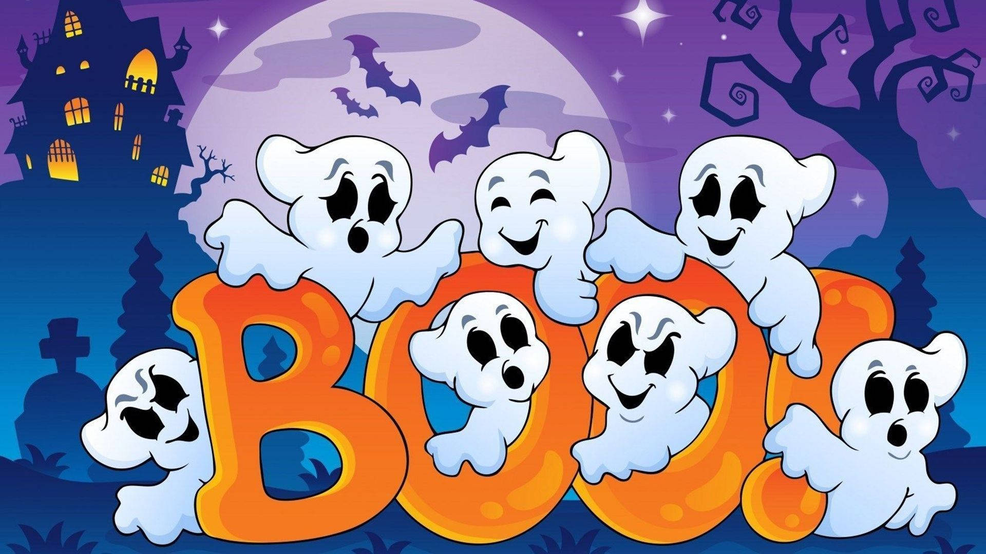 Fantasmă Jucăușă Desen Animata Halloween Fundal