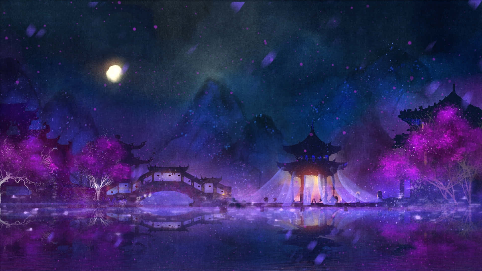 Fantasy de basm: Un magnific fundal anime violet Fundal