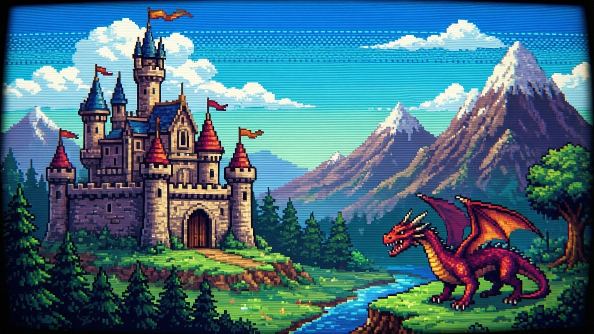 Fantasy Pixel Art Fundal