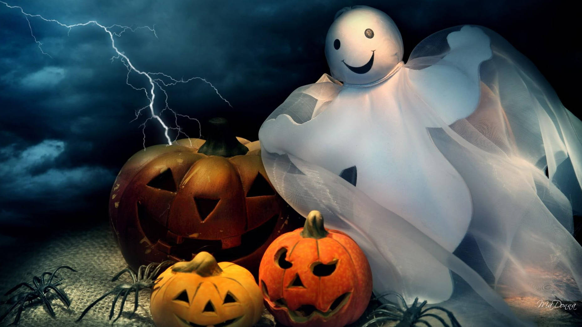Fantoma Albă Drăguță de Halloween Fundal