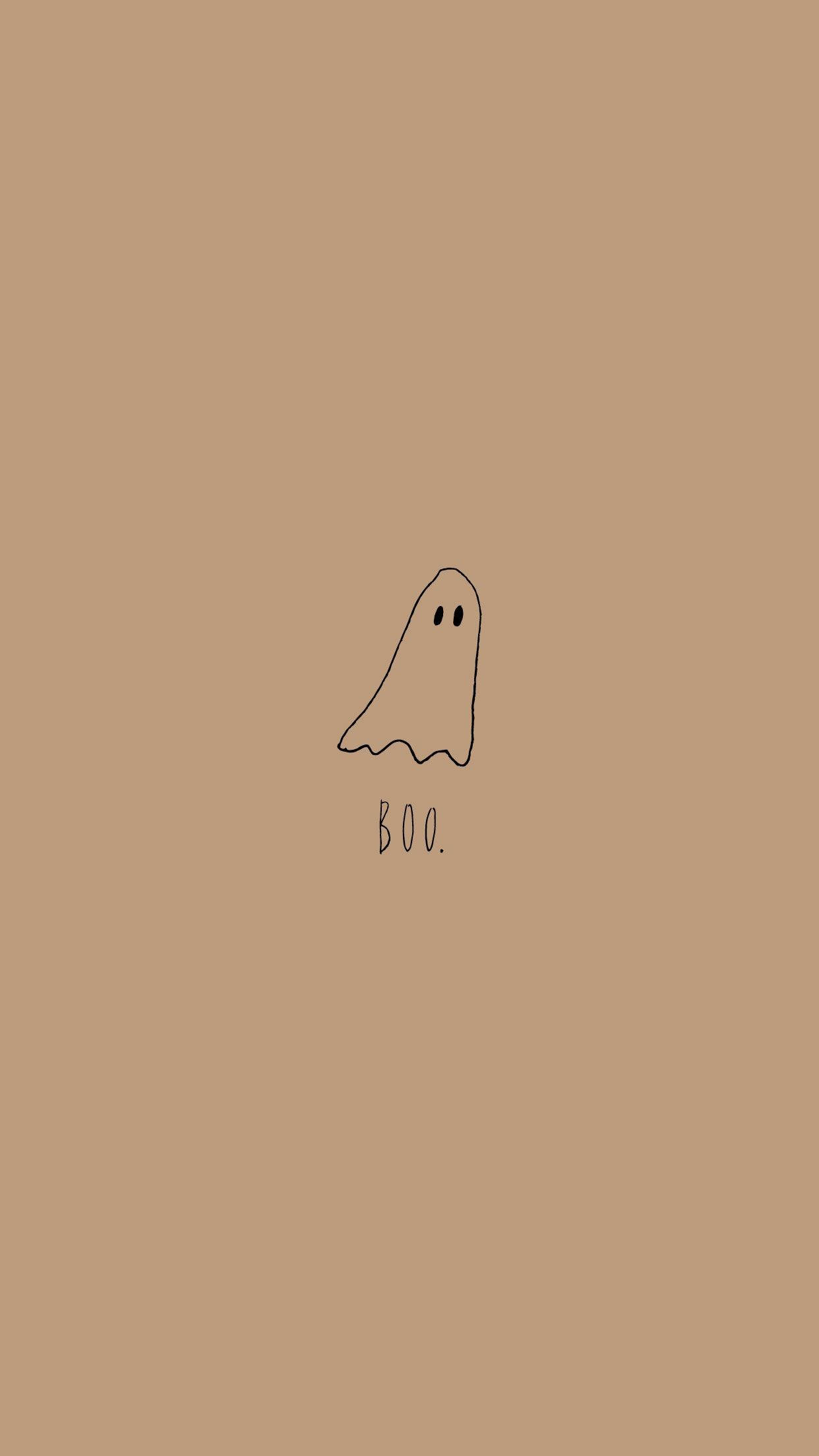 Fantoma drăguță de Halloween pentru iPhone în piersică Fundal