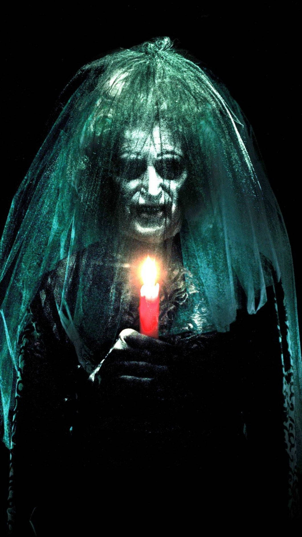 Fantoma Halloween cu Voal Verde pentru iPhone Fundal