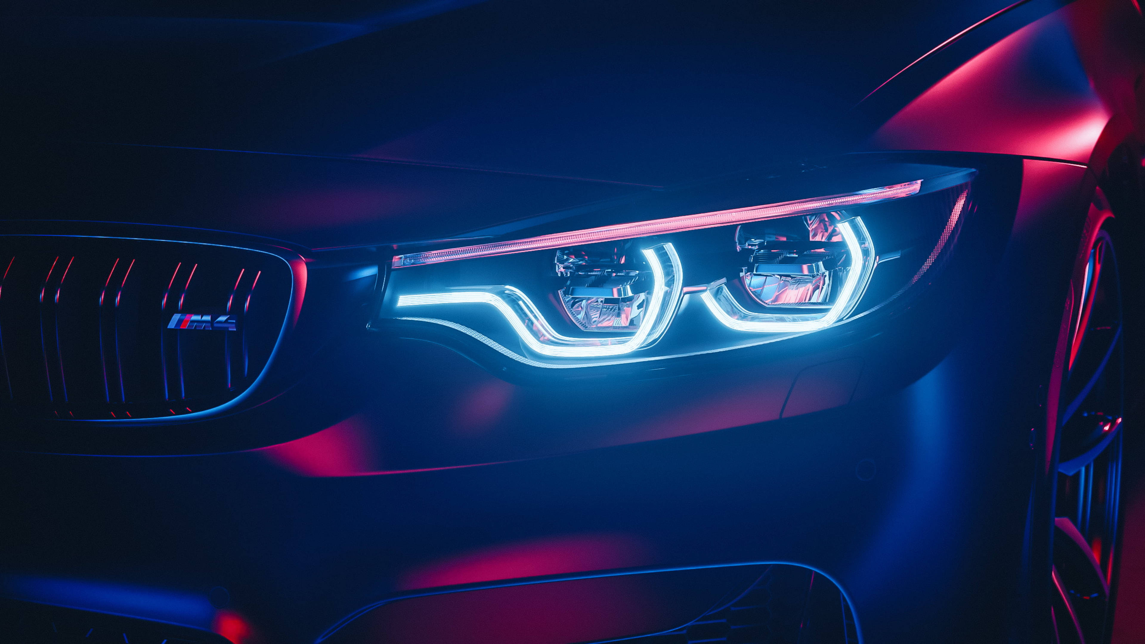 Faruri Strălucitoare BMW M4, Prim-plan Fundal
