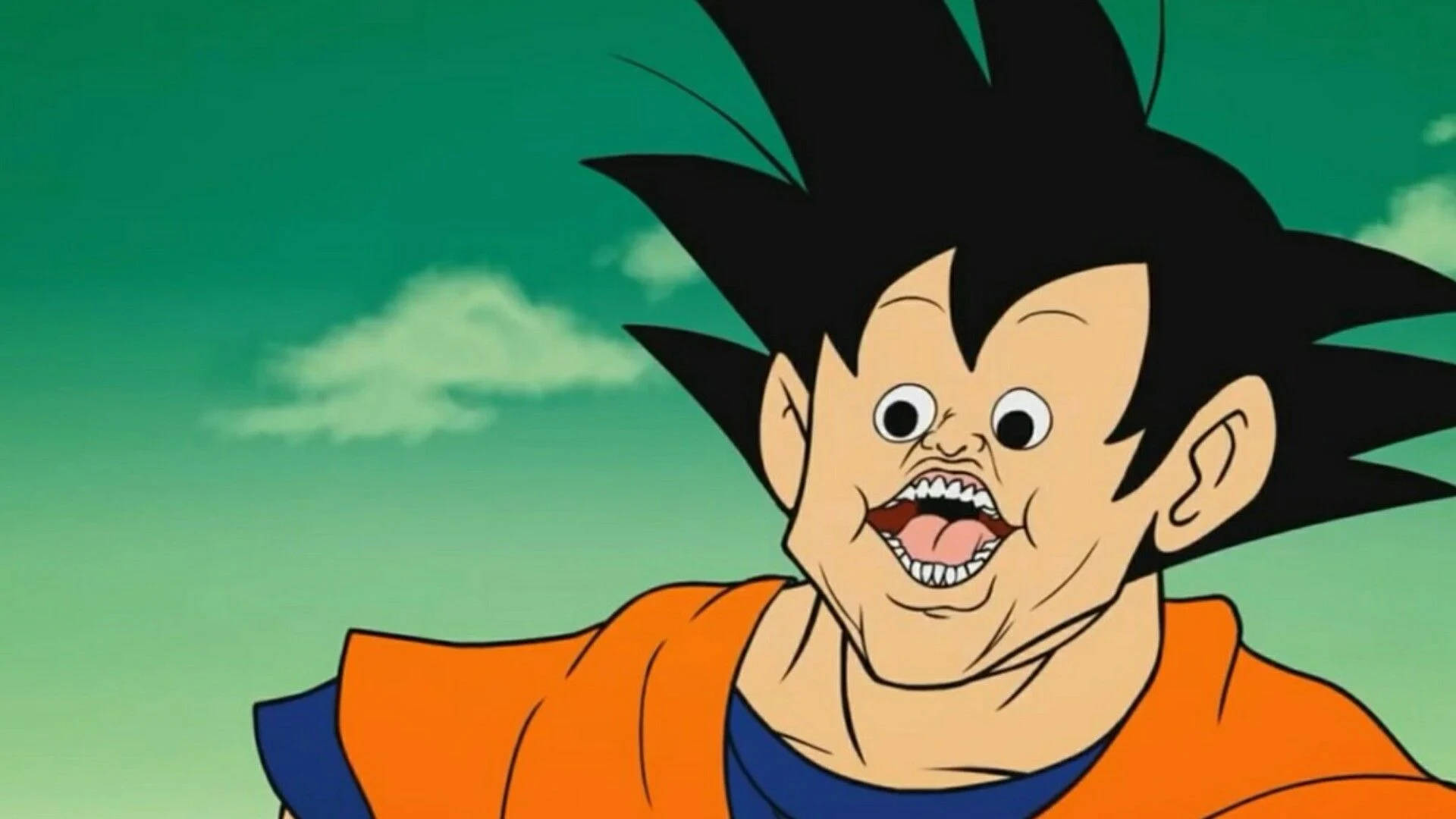 Față amuzantă de meme cu Goku din anime Fundal