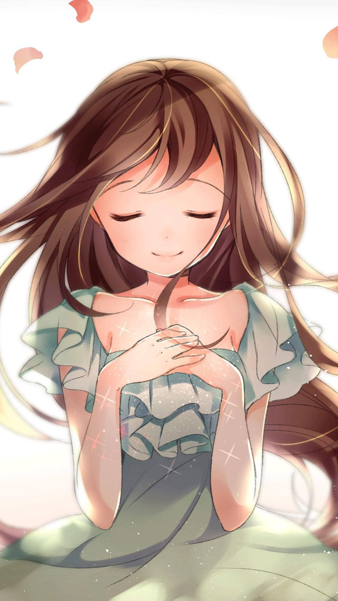 Fata Anime Drăguță care Își Pune o Dorință Fundal
