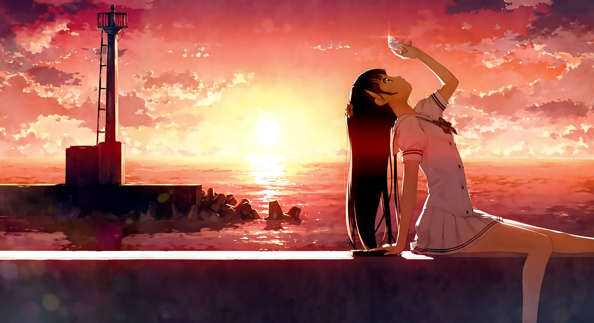 Tapet anime estetic cu fată 4k — Anime 4K GIF Fundal