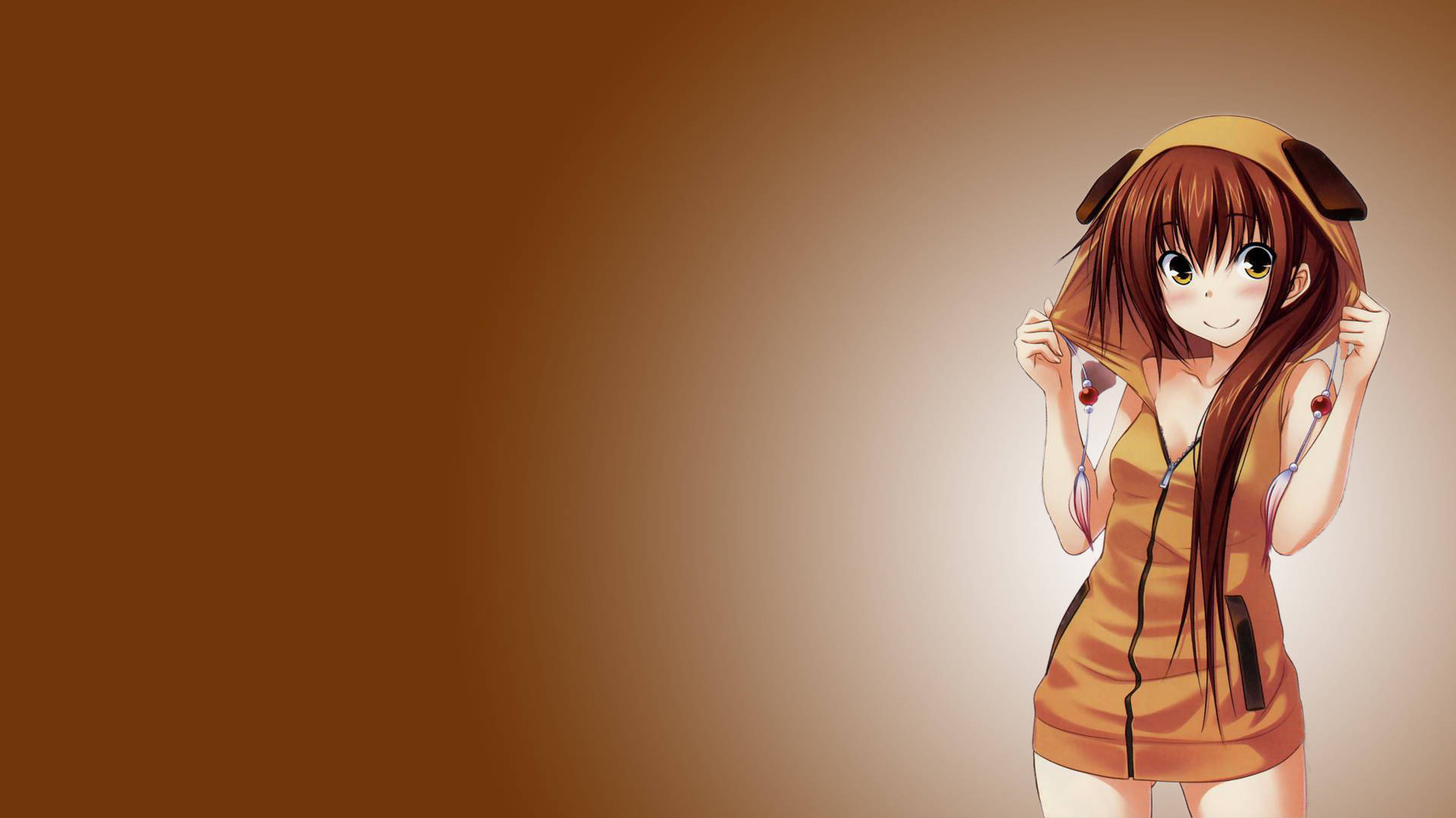 Fata anime Kazuko Kawakami în hanorac Fundal