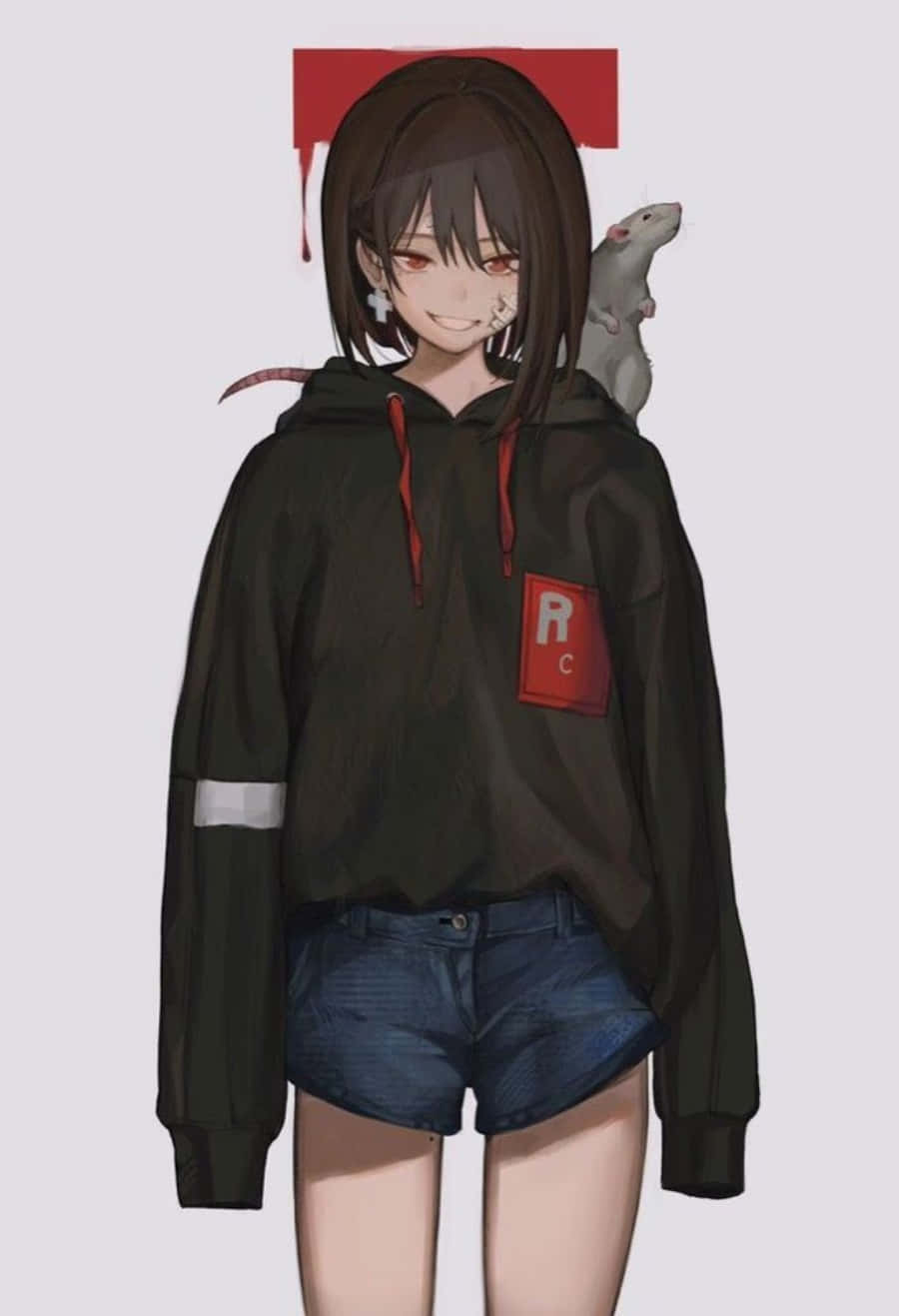 Fata anime purtând hanoracul nostru chic Fundal