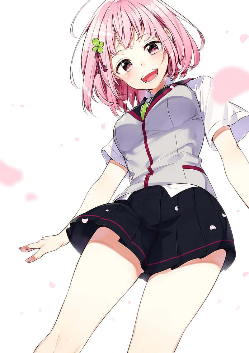 Fata anime sexy cu păr roz Fundal