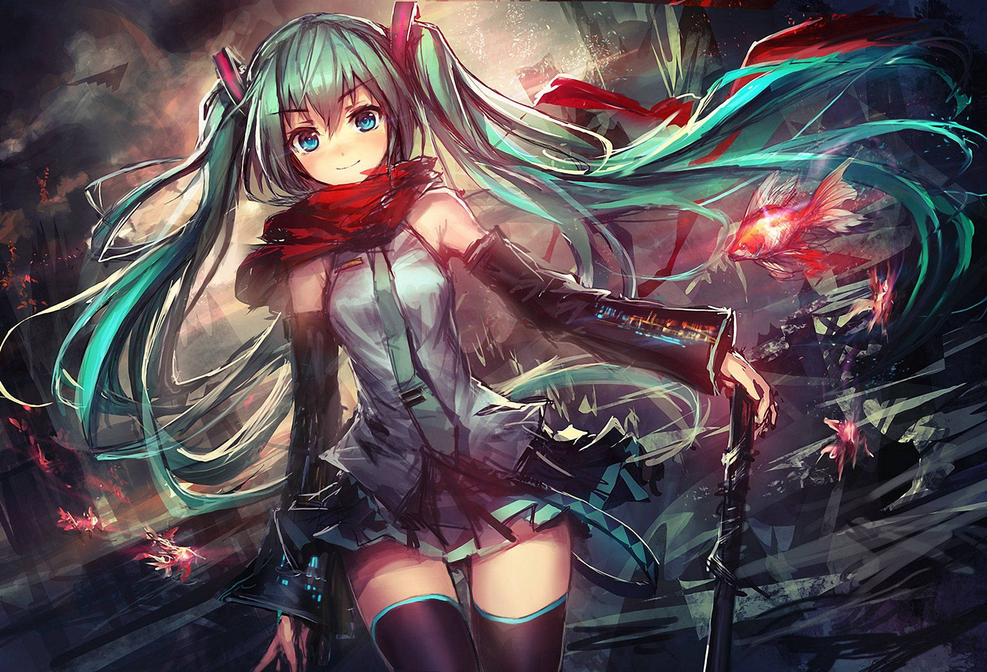 Fată Anime Vocaloid Hatsune Miku Fundal