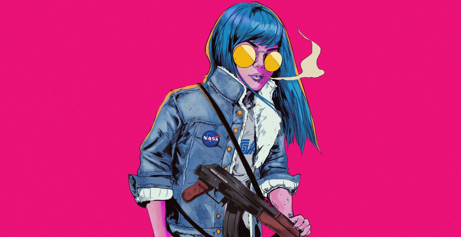 Fată cool estetică Pop Art Fundal