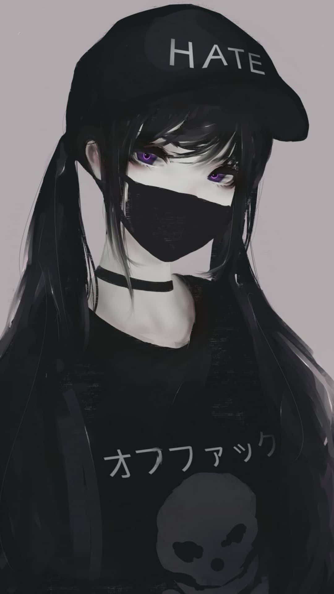 Fată cu Codite Estetică Întunecată Anime Pfp Fundal