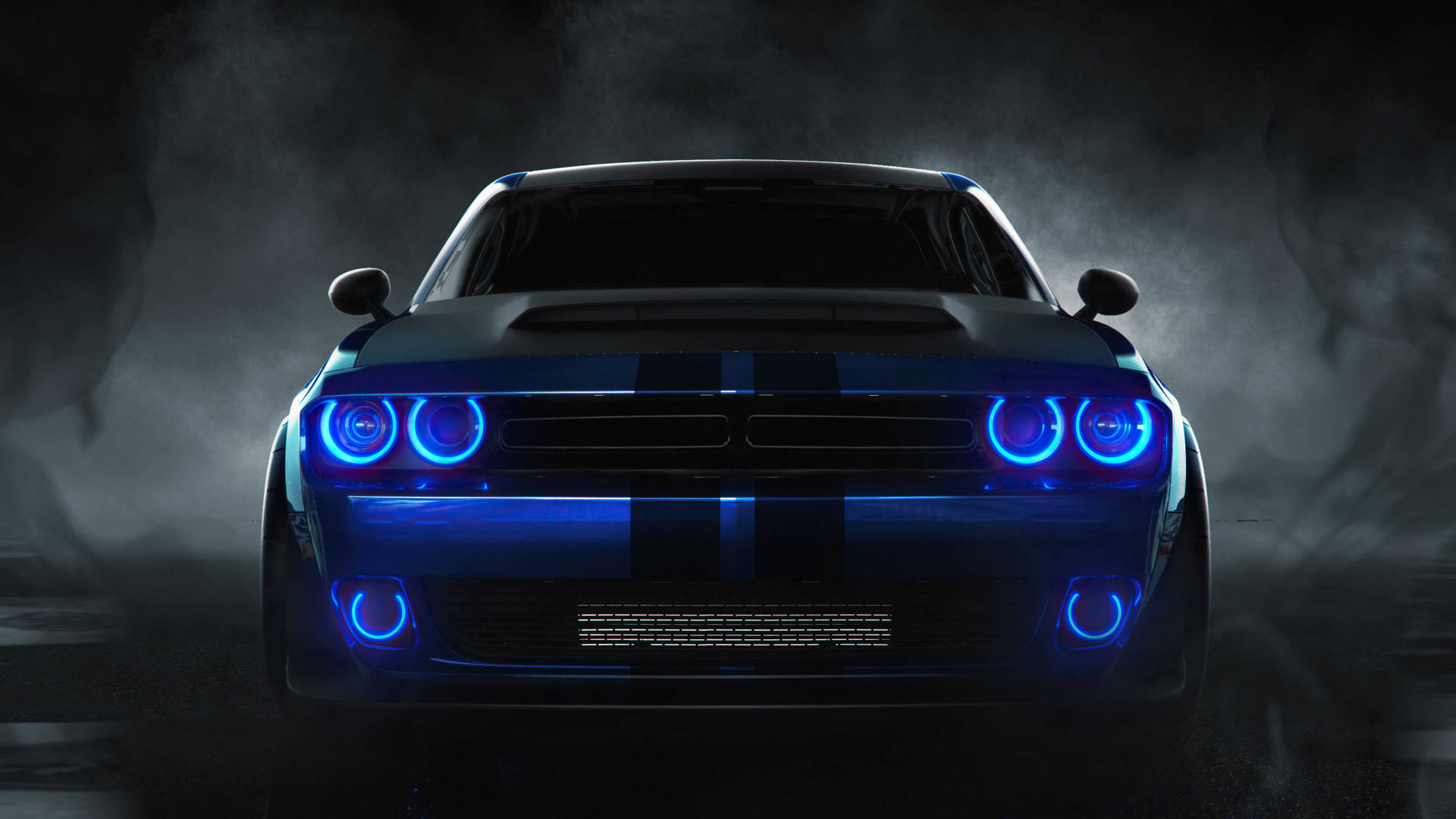 Fața Dodge Challenger Albastru 2018 Fundal