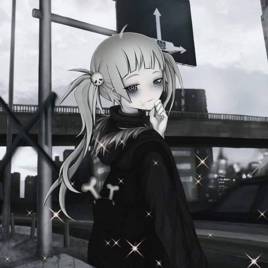 Fată Emo Goth Anime Estetică Fundal