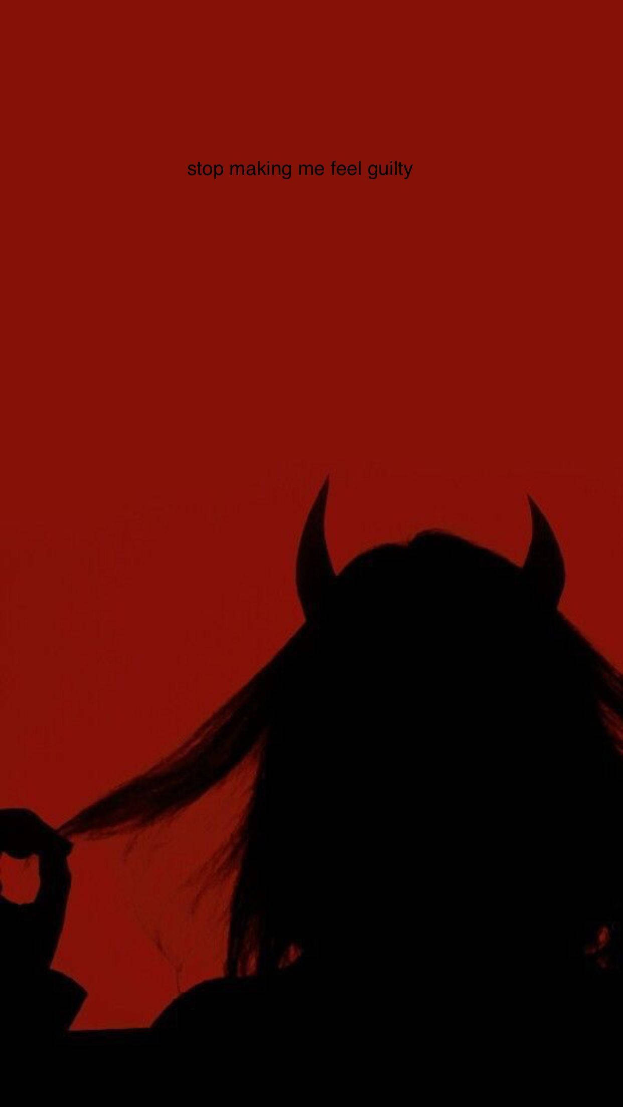 Fată Estetică Demon Roșu Fundal