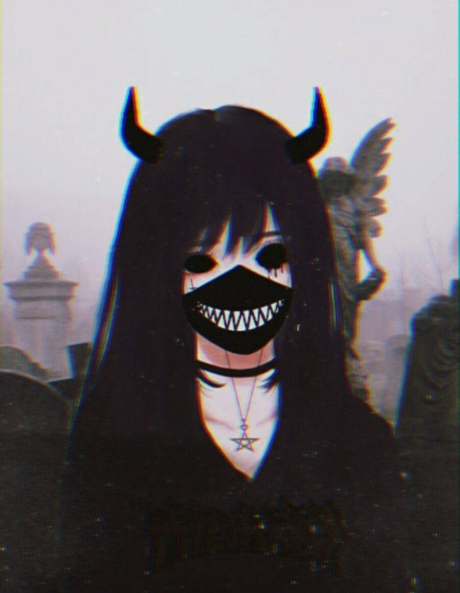 Fată Gothic Cute Anime PFP Fundal