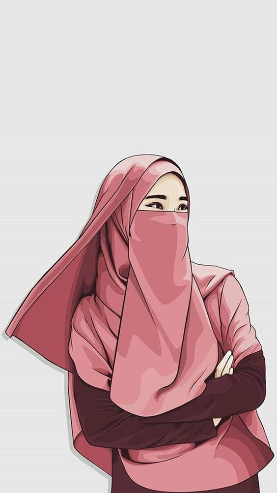 Fată musulmană cu hijab desen animat Fundal