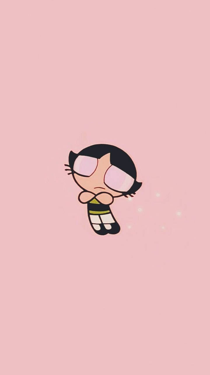 Fată Powerpuff Buttercup drăguță și estetică în stil cartoon Fundal